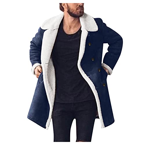 Rrongwn Herren Mantel Winter Warme Wollmantel Lang Slim Fit Winterjacke Kunstleder Warm Gefütterter Vintage Jacke mit Revers Rrongwn Herren Mantel Winter Warme Wollmantel Lang Slim Fit Winterjacke Kunstleder Warm Gefütterter Vintage Jacke mit Revers von Rrongwn