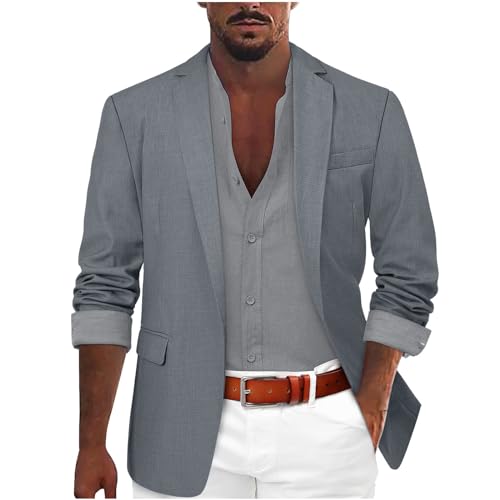 Rrongwn Herren Sakko Regular Fit Anzugjacke EIN Knopf Jacke 2024 Regular Fit Elegante Lässige Sakkos Männer Frühling Herbst Sweatsakko Anzugjacke Für Business Hochzeit Freizeit von Rrongwn