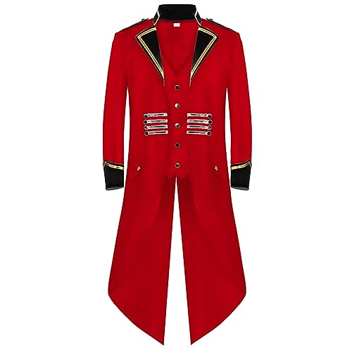 Rrongwn Herren Steampunk Frack Mantel Mittelalterliche Steampunk Jacke Formal Frack Gothic Viktorianisch Smoking Renaissance Retro Hof Stickerei Mantel Vintage Mittelalter Gehrock Halloween Kostüm von Rrongwn