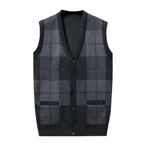 Rrongwn Herren West Ärmellose Pullunder V-Ausschnitt Ärmellos Cardigan Mit Knopfleiste Trachten Strickweste Lässiges Freizeit Wollstrickwaren Business West Ärmellose Klassische Pullover von Rrongwn