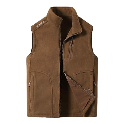 Rrongwn Herren Weste Mit Teddyfell Winddicht Warm Gefütterte Winterweste Winter Thermo Weste Winddichte Freizeitweste Unifarben Arbeitsweste Warm Gefüttert Outdoor Herrenweste von Rrongwn