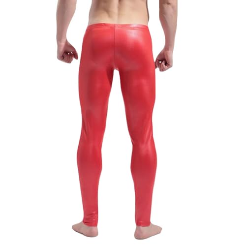 Rrongwn Herren Wetlook Leggings Lack Leder Schwarz Tights Hosen Mit Penis-Loch Männer Ouvert-Panty Lackhose Strumpfhosen Unterwäsche Wetlook Lederhose Patent Pants Party Clubwear Valentinstag Kleidung von Rrongwn