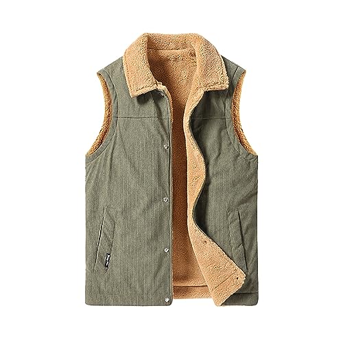 Rrongwn Herren Winter Cordweste Warme Outdoor Winterweste Mit Taschen Gefüttert Warme Outdoor Weste Full Zipp Softshellweste Winddichte Sportweste Business Herrenwesten von Rrongwn