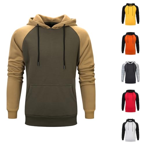 Rrongwn Hoodie Herren Pullover Langarm Sweatjacke Kapuzenpullover Farbblock Sweatshirt Winter Warm Strickjacke Basic Winterjacke von Rrongwn