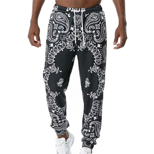 Rrongwn Hosen Herren Baggy Breite Sweatpants Bequem Jogginghose Workout Running Sweatpants Männer Afrikanischen Dashiki Traditionellen Stil Casual Hose Sommer Hawaii Urlaub Ankara Strand Blumenhose von Rrongwn