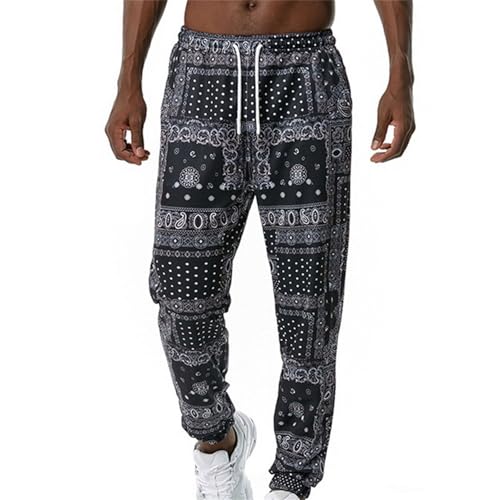 Rrongwn Hosen Herren Baggy Breite Sweatpants Bequem Jogginghose Workout Running Sweatpants Männer Afrikanischen Dashiki Traditionellen Stil Casual Hose Sommer Hawaii Urlaub Ankara Strand Blumenhose von Rrongwn