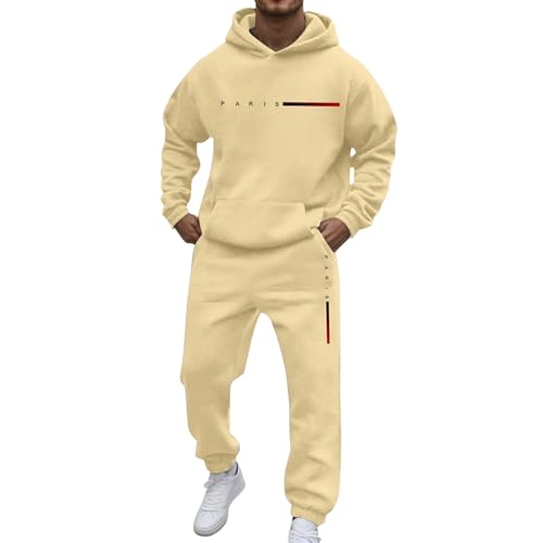 Rrongwn Jogginganzug Damen Herren 2-Teilig Trainingsanzug Set Paris Druck Y2K Pullover Hoodies + Jogginghose Set Männer Winter Baggy Sportanzug Freizeitanzug Sweatshirt von Rrongwn