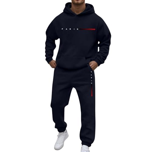 Rrongwn Jogginganzug Damen Herren 2-Teilig Trainingsanzug Set Paris Druck Y2K Pullover Hoodies + Jogginghose Set Männer Winter Baggy Sportanzug Freizeitanzug Sweatshirt von Rrongwn