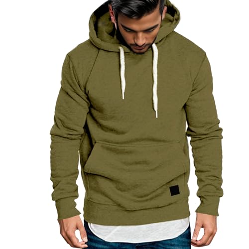 Rrongwn Kapuzenpullover Herren Langarm Hoodie Herren Warm Pullover mit Kapuze Casual Kapuzenjacke Hoodie Baumwolle Sweatshirt Kordelzug Hoody mit Tasche von Rrongwn