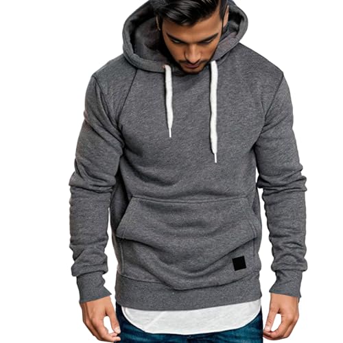 Rrongwn Kapuzenpullover Herren Langarm Hoodie Herren Warm Pullover mit Kapuze Casual Kapuzenjacke Hoodie Baumwolle Sweatshirt Kordelzug Hoody mit Tasche von Rrongwn