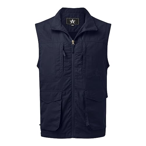 Rrongwn Leichte Weste Herren Sommer Ärmellose Weste mit Vielen Taschen Freizeit Jagd Herrenwesten Sommer Camping Multifunktionsweste Schnelltrocknend Ärmellos Jacke Fotografie Hundesport Weste von Rrongwn
