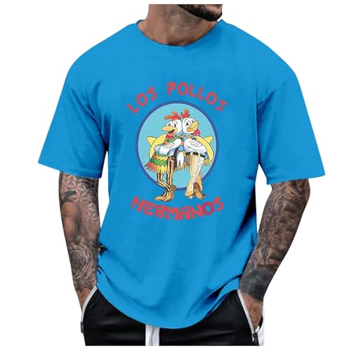 Rrongwn Los Pollos Herren T-Shirt Hermanos Bad Heisenberg Breaking Baumwolle Oversize Kurzarm T-Shirts Casual Rundhals Top Unisex Streetwear Freizeit Oberteil von Rrongwn
