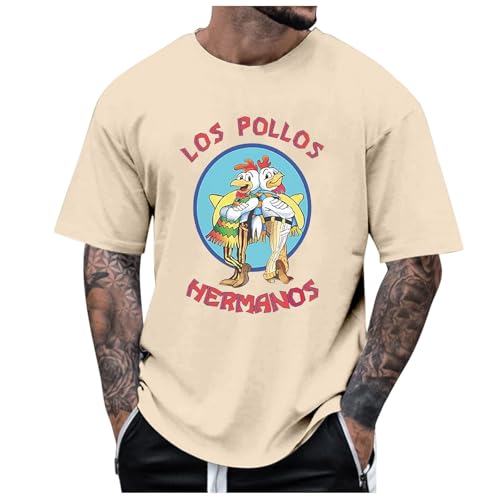 Rrongwn Los Pollos Herren T-Shirt Hermanos Bad Heisenberg Breaking Baumwolle Oversize Kurzarm T-Shirts Casual Rundhals Top Unisex Streetwear Freizeit Oberteil von Rrongwn
