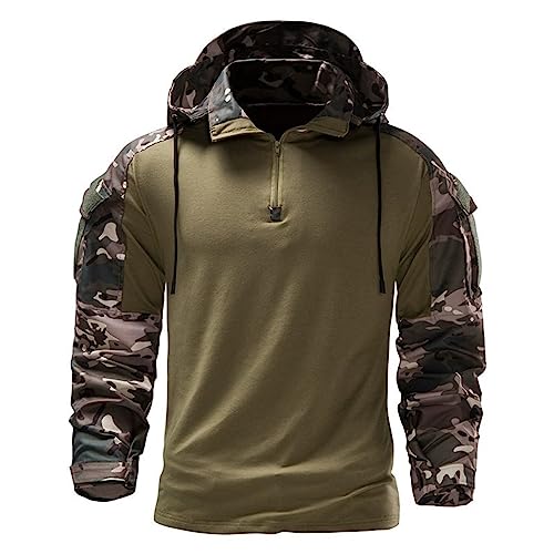 Rrongwn Oversize Hoodie Herren Camouflage Sweatshirt Combat Sweatshirt Tactical Armee Hoodie Stretch Kapuzenpullover Atmungsaktiv Hoody Outdoor Urban Pullover Atmungsaktiv Sportshirt von Rrongwn
