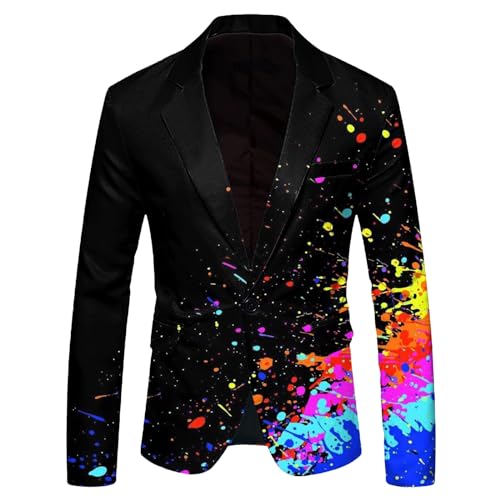 Rrongwn Sakko Herren Bunt Sakko Anzugjacket Klassisch EIN Knopf Herrenjacke Personalisierte Sportlich Sakko Abschlussball Karneval Kostüm Männer Frühling Herbst Stylish Jackets von Rrongwn