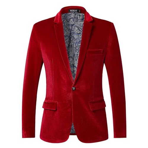 Rrongwn Sakko Herren Regular Fit Samt Anzugjacke Modern Stretch Anzüge Slim Fit Hochzeit Smoking Festliche Sakko Business Blazer Warme Herrensakko Locker Mantel Klassisch Freizeit Coat von Rrongwn