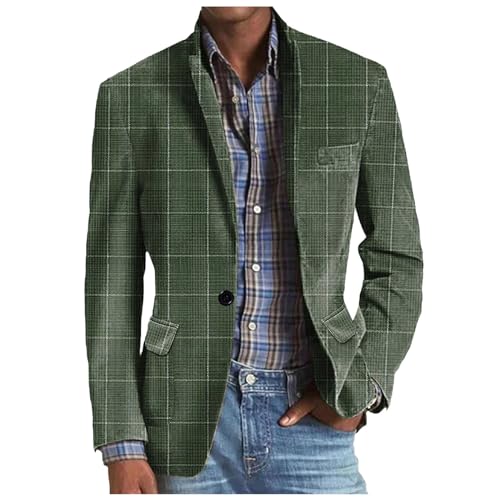 Rrongwn Sakko Herren Vintage Karierter Blazer Regular Fit Modern Sakkos Männer Frühling Herbst Sweatsakko Freizeit Jackett Business Festlisch Hochzeit Anzugjacke von Rrongwn
