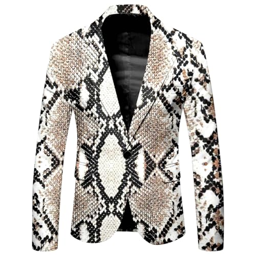 Rrongwn Sakkos Für Herren Leopardenmuster Blazer Leopard Sakko Regular Fit Anzugjacke Modern Smoking Slim Fit Hochzeit Mantel Business Hochzeit Party Jacke Freizeit Herrenjacke von Rrongwn