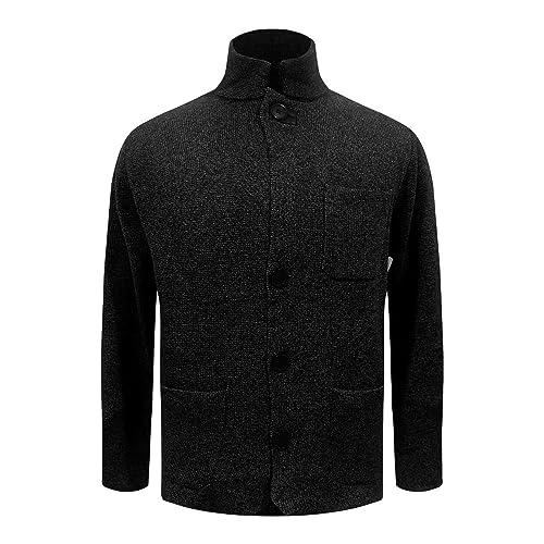Rrongwn Schwarzer Mantel Herren Lang Leicht Wollmantel Winter Warm Freizeitjacke Business Wintermantel Mode Übergangsmantel Sportlich Elegant Longblazer Slim Fit Oberbekleidung Baumwolle Trenchcoat von Rrongwn