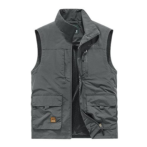 Rrongwn Sommerweste Herren Leicht Outdoor Weste Übergrößen Anglerweste Jagdweste Ohne Ärmel Jacke Camping Arbeitsweste Atmungsaktiv Sport Dünne Multifunktionsweste Mit Vielen Taschen von Rrongwn