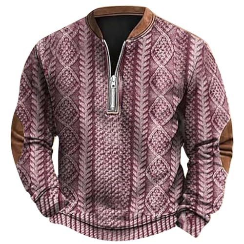 Rrongwn Strickpullover Herren Langarm Retro Muster Sweater Slim Fit Rollkragenshirt Regular Fit Winterpullover Feinstrick Pullover Übergroßes Sweatshirt Winter Baumwolle Langarmshirt von Rrongwn