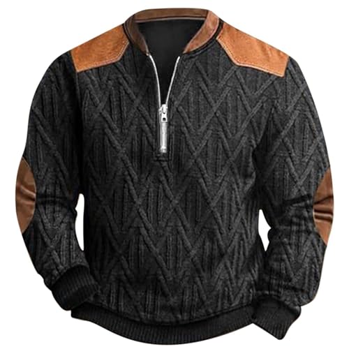 Rrongwn Strickpullover Herren Langarm Retro Muster Sweater Slim Fit Rollkragenshirt Regular Fit Winterpullover Feinstrick Pullover Übergroßes Sweatshirt Winter Baumwolle Langarmshirt von Rrongwn