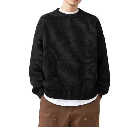 Rrongwn Strickpullover Herren Schwarz Feinstrick Pullover Mit Rundhalsausschnitt 2024 Winter Pullovers Sweater Regular Fit Casual Winterpullover Baumwolle Elastisch Sweatshirt Bequem Langarmshirt Rrongwn Strickpullover Herren Schwarz Feinstrick Pullover Mit Rundhalsausschnitt 2024 Winter Pullovers Sweater Regular Fit Casual Winterpullover Baumwolle Elastisch Sweatshirt Bequem Langarmshirt von Rrongwn