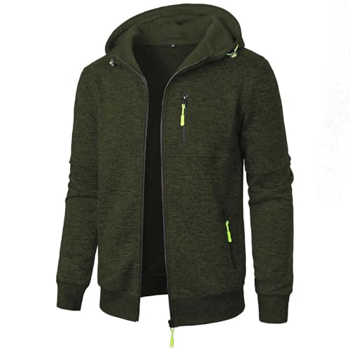 Rrongwn Sweatjacke Herren Basic Strickjacke Casual Jacket Cardigan Herrenjacke Mode Sportjacke Dünne Fleecejacke Sweater mit Reißverschluss Einfarbig Langarmshirt von Rrongwn