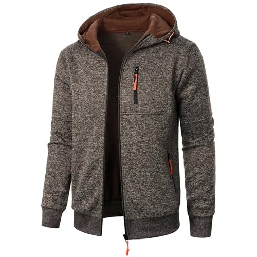 Rrongwn Sweatjacke Herren Basic Strickjacke Casual Jacket Cardigan Herrenjacke Mode Sportjacke Dünne Fleecejacke Sweater mit Reißverschluss Einfarbig Langarmshirt von Rrongwn