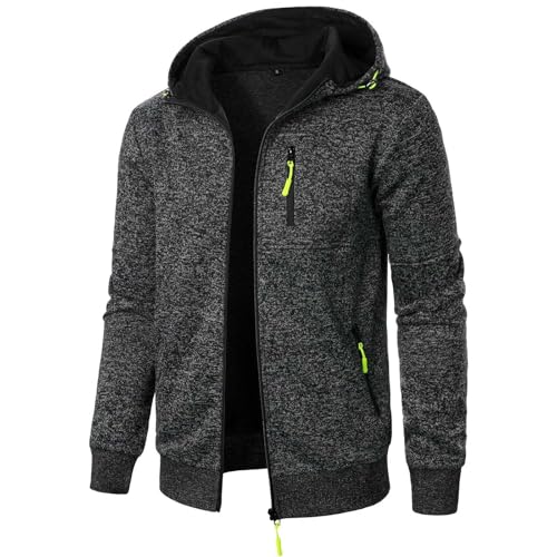 Rrongwn Sweatjacke Herren Basic Strickjacke Casual Jacket Cardigan Herrenjacke Mode Sportjacke Dünne Fleecejacke Sweater mit Reißverschluss Einfarbig Langarmshirt von Rrongwn
