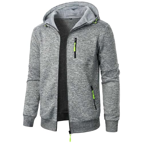 Rrongwn Sweatjacke Herren Basic Strickjacke Casual Jacket Cardigan Herrenjacke Mode Sportjacke Dünne Fleecejacke Sweater mit Reißverschluss Einfarbig Langarmshirt von Rrongwn