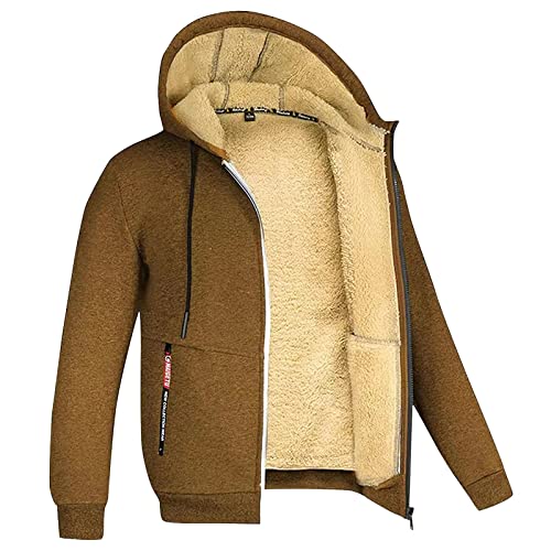 Rrongwn Sweatjacke Herren Mit Kapuze Gefütterte Fleecejack Männer Kapuzenpullover Für Herren Fell Hoodie Dick Mit Reißverschluss Sweatshirts Mit Fleece-Innenseite Langarm Fleece Pullover von Rrongwn