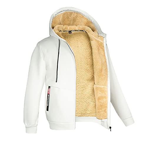 Rrongwn Sweatshirt Herren Gefüttert Hoodie Reißverschluss Sweatjacke Warm Fleece Winterjacke Teddyfutter Fleecejacke Mit Kapuze Full Zip Up Outdoorjacke Slim Fit Kapuzenpullover von Rrongwn