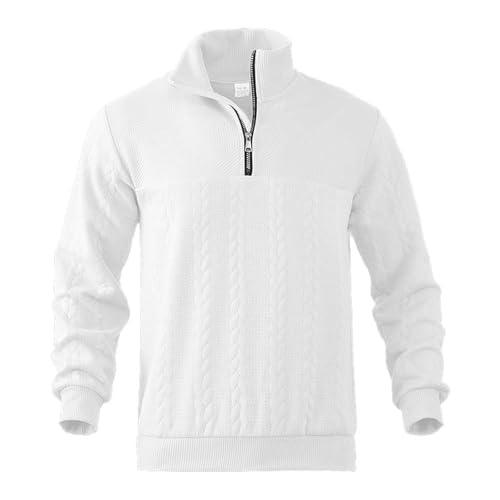 Rrongwn Sweatshirt Herren Langarm Basic Strickpullover V Ausschnitt Männer Pullover Atmungsaktiver Fleecepullover Strickfleece-Troyer Herren Pullover Crew Neck Shirt Normal Geschnitten Sweater von Rrongwn