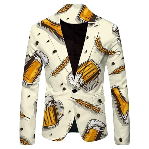 Rrongwn Trachtensakko Herren Oktoberfest Kostüm Lustiger Bier Anzug Männer Bier Sakko Karneval Cosplay Party Kostüm Übergangsjacke Herbstjacke Für Business Hochzeit Weihnachts Party von Rrongwn