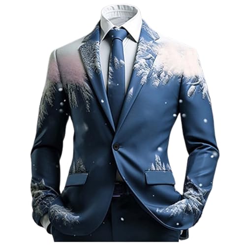 Rrongwn Weihnachtsblazer Für Herren Elegant Anzugjacken Performance Party Blazer Weihnachten Party Sakko Slim Fit Langarm Weihnachtsbaum Jacke Freizeit Herrenjacke von Rrongwn