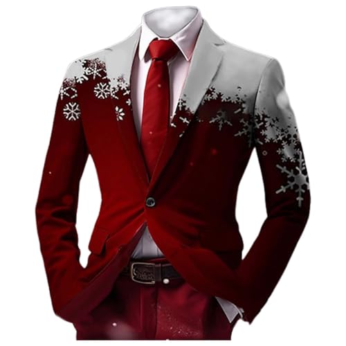 Rrongwn Weihnachtsblazer Für Herren Elegant Anzugjacken Performance Party Blazer Weihnachten Party Sakko Slim Fit Langarm Weihnachtsbaum Jacke Freizeit Herrenjacke von Rrongwn