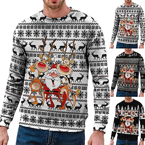Rrongwn Weihnachtspullover Herren Lustig Sweatshirt Pullover Rundhals Winter Langarmshirt Modern Sweater mit Weihnachtsdruck Männer Party Style Langarmshirt Pulli von Rrongwn