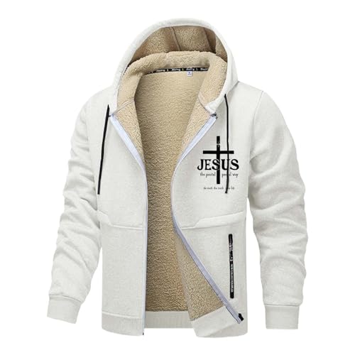 Rrongwn Winterjacke Herren Jesus Fashion Übergangsjacke Warm Gefüttert Winterjacke Mit Kapuze Casual Kapuzenjacke Einfarbige Freizeitjacke Herbst Winter Outdoorjacke Funktionsjacke von Rrongwn