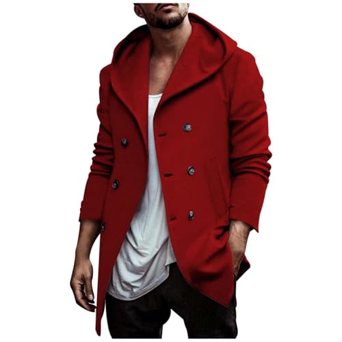 Rrongwn Wintermantel Herren Lang Warm Herbst Winter Trenchcoat Outdoor Winddicht Jacken Oversize Winterjacke Klassischer Mantel Winddichter Übergangsmantel Zweireihig Cardigan Business Arbeitsjacke von Rrongwn