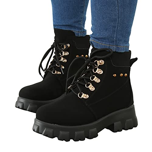 Rrrmnoawb Stiefeletten Damen Boots Damen Gothic Chelsea Boots Frauen Punk Stiefeletten Biker Boots Winter Knöchel Stiefel Mit Blockabsatz Kurze Stiefel von Rrrmnoawb