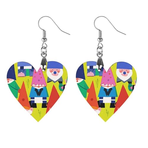 Bunte Zwerge aus Holz, Schmuck, Geschenke, leicht, Vintage-Stil, Naturholz-Anhänger, klassisch, künstlerische Ohrringhaken aus Holz für Frauen, Love, Aus Holz, Holz von Rrtsmsgh