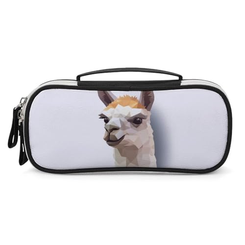 Rrtsmsgh Alpaca Avatar Federmäppchen, großes Fassungsvermögen, kleine Make-up-Tasche aus PU-Leder mit Reißverschluss und Griff, tragbares Federmäppchen für Büro, Kosmetikaufbewahrung von Rrtsmsgh