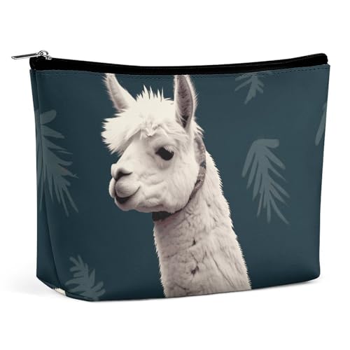 Rrtsmsgh Alpaka-Llama-Make-up-Tasche für Damen, tragbare Reise-Kulturbeutel, PU-Leder, Kosmetiktasche mit Reißverschluss Rrtsmsgh Alpaka-Llama-Make-up-Tasche für Damen, tragbare Reise-Kulturbeutel, PU-Leder, Kosmetiktasche mit Reißverschluss von Rrtsmsgh