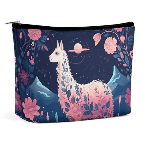Rrtsmsgh Alpaka-Make-up-Tasche für Damen, tragbar, Reise-Kulturbeutel, PU-Leder, Kosmetiktasche mit Reißverschluss Rrtsmsgh Alpaka-Make-up-Tasche für Damen, tragbar, Reise-Kulturbeutel, PU-Leder, Kosmetiktasche mit Reißverschluss von Rrtsmsgh