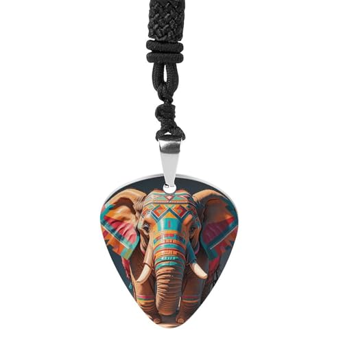 Rrtsmsgh Aztec Elephant Guitar Pick Necklace for Men & Women, Titanium Steel Guitar Plektrum Pendant Music Lover Gift for Guitarists, Musicians, Rock Fans Rrtsmsgh Aztec Elephant Guitar Pick Necklace for Men & Women, Titanium Steel Guitar Plektrum Pendant Music Lover Gift for Guitarists, Musicians, Rock Fans von Rrtsmsgh