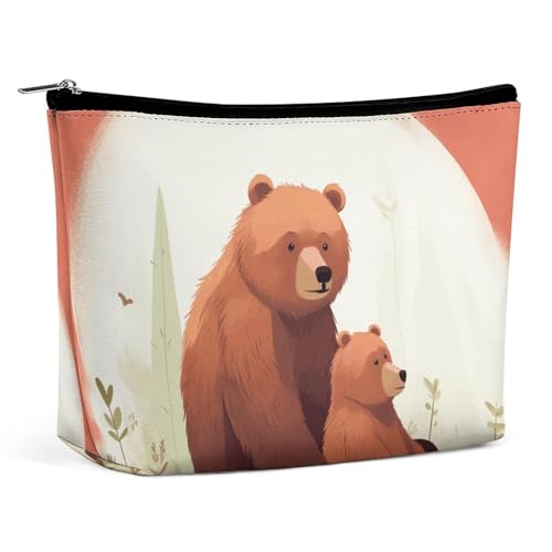 Rrtsmsgh Bear Hug Make-up-Tasche für Damen, tragbare Reise-Kulturbeutel, PU-Leder, Kosmetiktasche mit Reißverschluss Rrtsmsgh Bear Hug Make-up-Tasche für Damen, tragbare Reise-Kulturbeutel, PU-Leder, Kosmetiktasche mit Reißverschluss von Rrtsmsgh