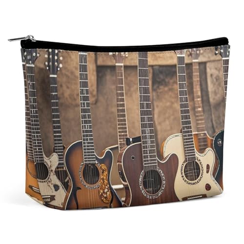 Rrtsmsgh Collection Gitarren-Make-up-Tasche für Damen, tragbare Reise-Kulturbeutel, PU-Leder, Kosmetiktasche mit Reißverschluss Rrtsmsgh Collection Gitarren-Make-up-Tasche für Damen, tragbare Reise-Kulturbeutel, PU-Leder, Kosmetiktasche mit Reißverschluss von Rrtsmsgh