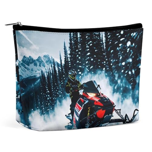 Rrtsmsgh Coole Make-up-Tasche mit Schneemobil für Damen, tragbare Reise-Kulturbeutel, PU-Leder, Kosmetiktasche mit Reißverschluss Rrtsmsgh Coole Make-up-Tasche mit Schneemobil für Damen, tragbare Reise-Kulturbeutel, PU-Leder, Kosmetiktasche mit Reißverschluss von Rrtsmsgh