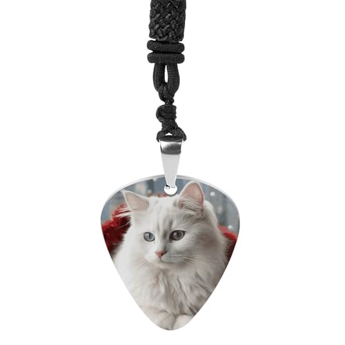 Rrtsmsgh Cute White Cat Guitar Pick Necklace for Men & Women, Titanium Steel Guitar Plektrum Pendant Music Lover Gift for Guitarists, Musicians, Rock Fans Rrtsmsgh Cute White Cat Guitar Pick Necklace for Men & Women, Titanium Steel Guitar Plektrum Pendant Music Lover Gift for Guitarists, Musicians, Rock Fans von Rrtsmsgh